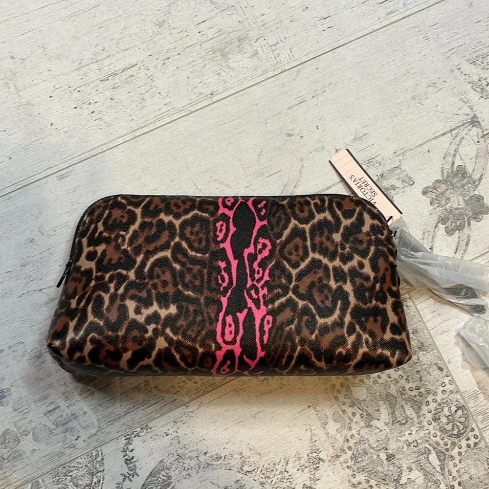 Victoria's Secret Leopard Print and Pink Cosmetic Bag